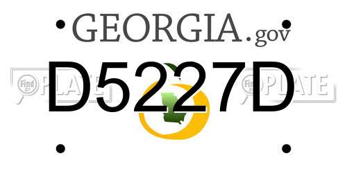 D5227D Georgia License Plate