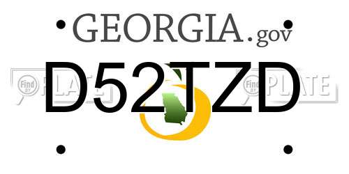 D52TZD Georgia License Plate