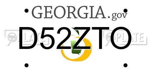 D52ZTO Georgia License Plate