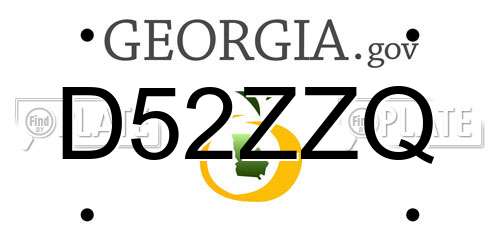 D52ZZQ Georgia License Plate