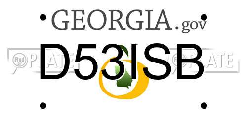 D53ISB Georgia License Plate