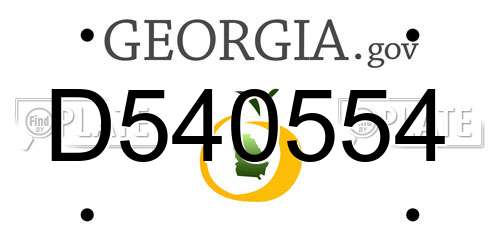 D540554 Georgia License Plate