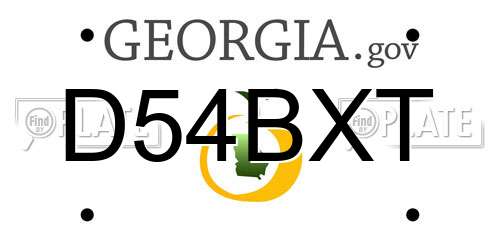D54BXT Georgia License Plate