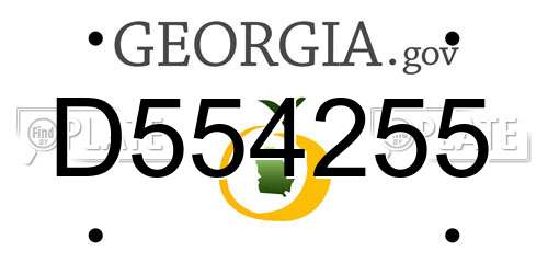 D554255 Georgia License Plate