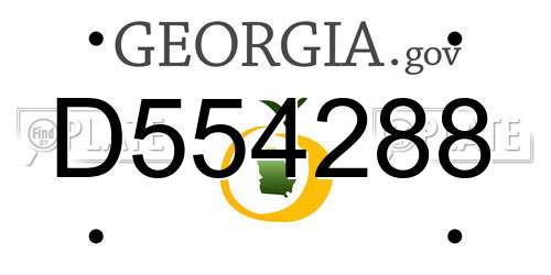 D554288 Georgia License Plate