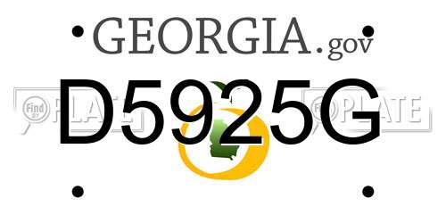D5925G Georgia License Plate