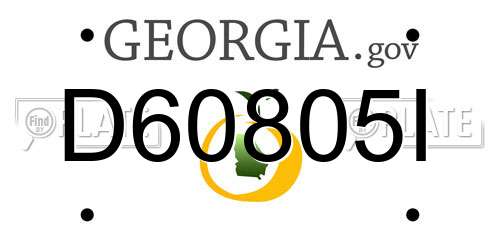 D60805I Georgia License Plate