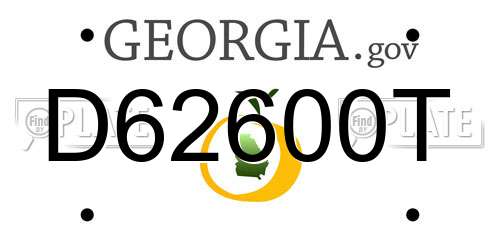 D62600T Georgia License Plate
