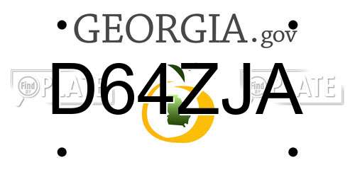 D64ZJA Georgia License Plate
