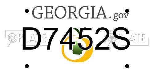 D7452S Georgia License Plate