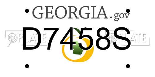 D7458S Georgia License Plate
