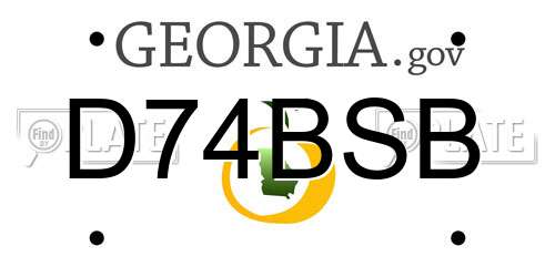 D74BSB Georgia License Plate