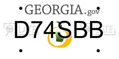 D74SBB Georgia License Plate