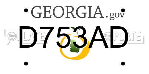 D753AD Georgia License Plate
