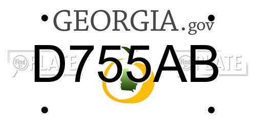 D755AB Georgia License Plate