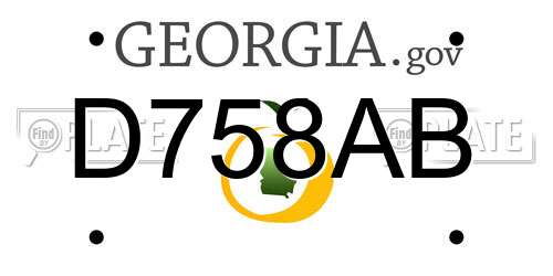 D758AB Georgia License Plate