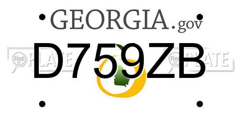 D759ZB Georgia License Plate