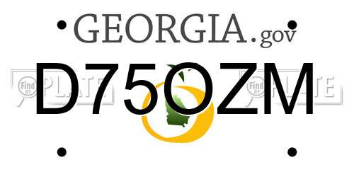 D75OZM Georgia License Plate