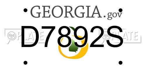 D7892S Georgia License Plate
