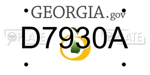 D7930A Georgia License Plate