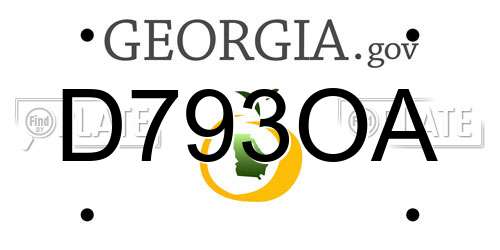 D793OA Georgia License Plate