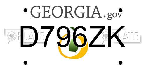 D796ZK Georgia License Plate