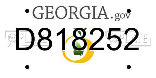 D818252 Georgia License Plate