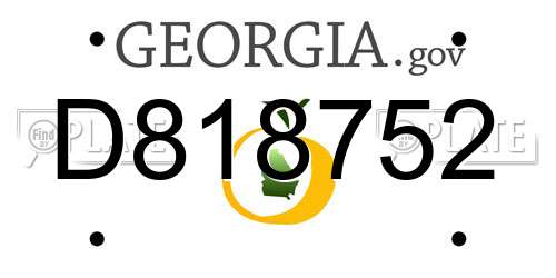 D818752 Georgia License Plate
