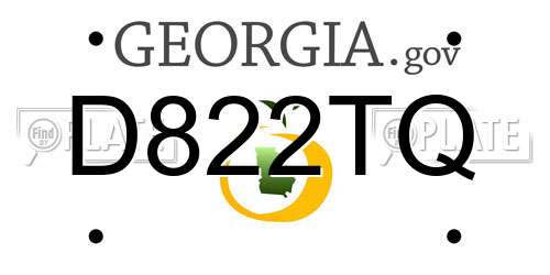 D822TQ Georgia License Plate
