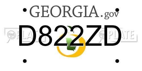 D822ZD Georgia License Plate