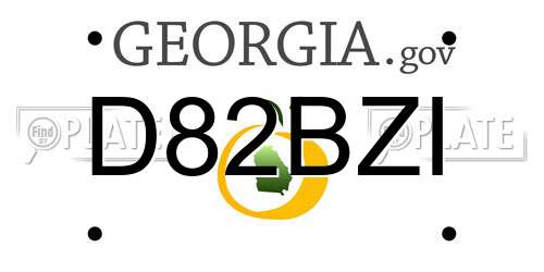 D82BZI Georgia License Plate