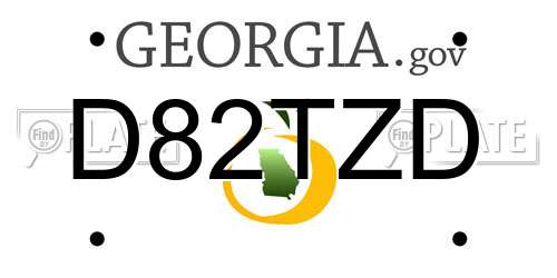 D82TZD Georgia License Plate