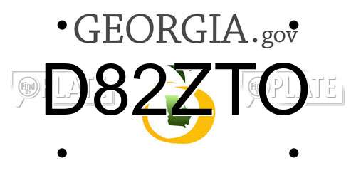 D82ZTO Georgia License Plate