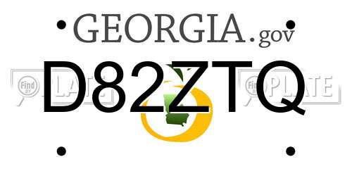 D82ZTQ Georgia License Plate