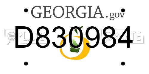 D830984 Georgia License Plate