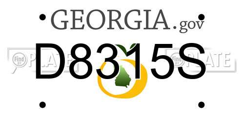D8315S Georgia License Plate