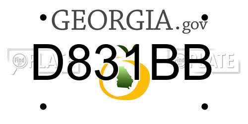 D831BB Georgia License Plate