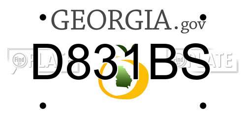 D831BS Georgia License Plate