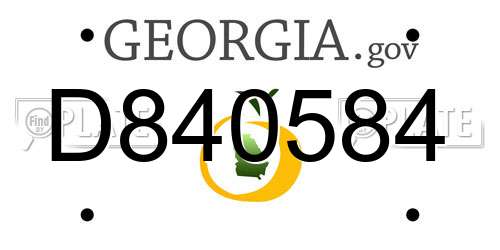D840584 Georgia License Plate