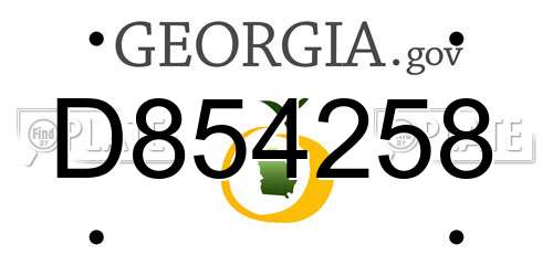 D854258 Georgia License Plate