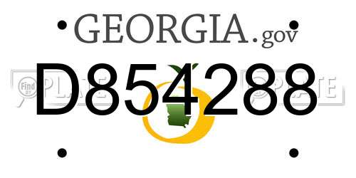 D854288 Georgia License Plate