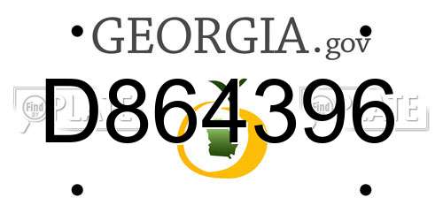 D864396 Georgia License Plate