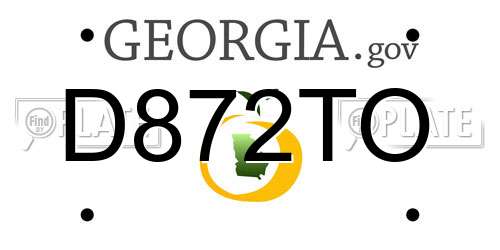 D872TO Georgia License Plate
