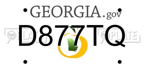 D877TQ Georgia License Plate