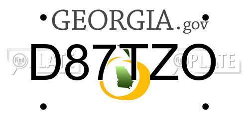 D87TZO Georgia License Plate