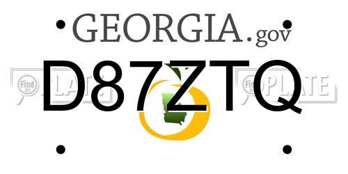 D87ZTQ Georgia License Plate