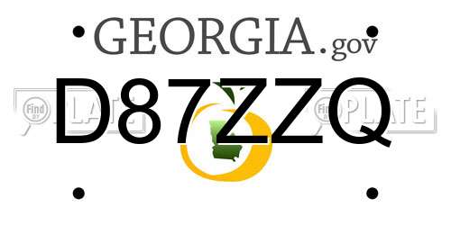 D87ZZQ Georgia License Plate