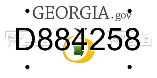 D884258 Georgia License Plate