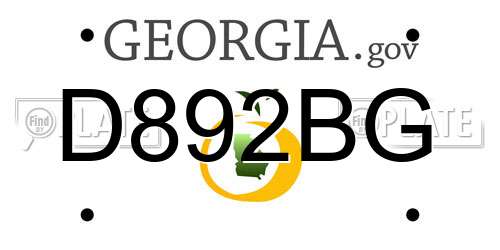 D892BG Georgia License Plate