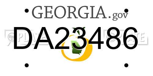 DA23486 Georgia License Plate